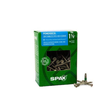 Spax #8 x 1-5/8 in Exterior 304 Stainless Steel Wood Deck Screws Powerdeck Trim Head T-Star Plus, 170PK 45704015401004