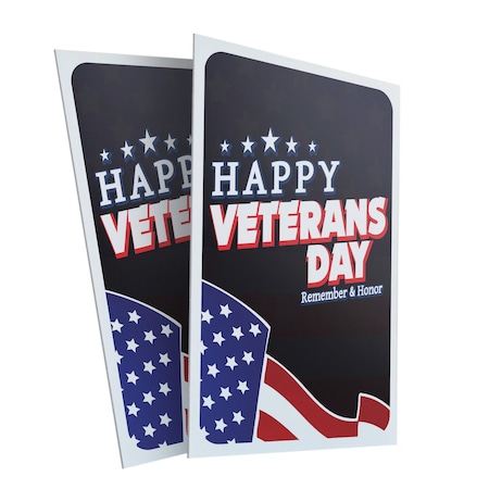 Signmission Happy Veterans Day, Plastic Signs Only 24 Inch x 36 Inch, Corrugated Plastic, 2PK CSB-2436-2PACK-30392