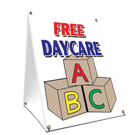 Signmission Free Daycare, 36 Inch x 24 Inch A-frame Yard Sign, Plastic Sign SBC-2436-Free Daycare