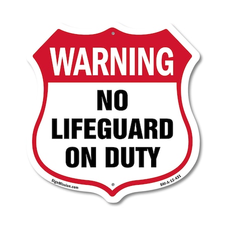 Signmission Pool Safety Shield Sign Warning No Lifeg, 12 Inch X 12 Inch, Aluminum Metal Sign SHI-A-12-431