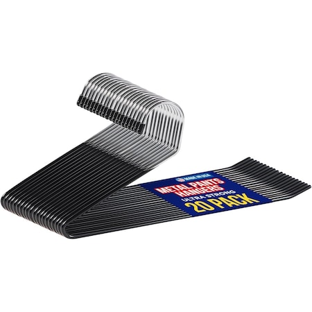 Lifemaster Metal Pants Hanger Set, Non-Slip, Space-Saving, Rubber-Coated, Black, 20PK LMHNMT22