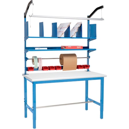Global Industrial Packing Workbench W/Riser Kit, Laminate Safety Edge, 60"W x 36"D 412454