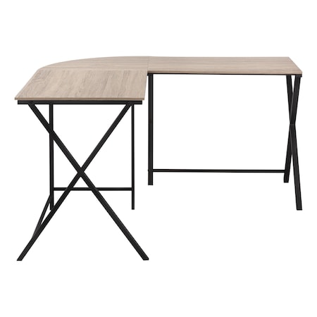 Homeroots 55" Taupe and Black L Shape Computer Desk 376542