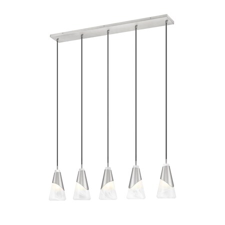 Z-Lite Aimie 5-Light Linear Chandelier, 6 in W, Brushed Nickel 828P6-5L-BN