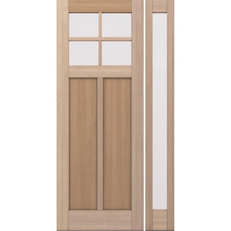 Doornmore CRF-P2G4, 51.5" x 98" ( 36" Door + 12" Side) Right Hand, Mahogany SDL 4 Lite Exterior Door CRF-P2G4-SW-3696-G101-SL_1-1_RI