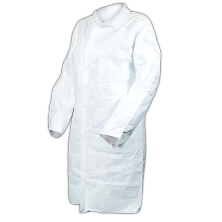 Dupont DuPont Tyvek TY212SWH Disposable Lab Coat with Pockets and Collar, 30case C115-L