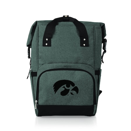 Picnic Time Family Of Brands NCAA Iowa Hawkeyes On The Go Roll-Top Backpack CoolerHeathered Gray 616-00-105-226-0