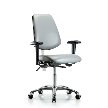 Blue Ridge Ergonomics Vinyl Clean Room Chair, Adjustable Arms BR-NCR-VDHCH-MB-CR-T1-A1-CC-8840