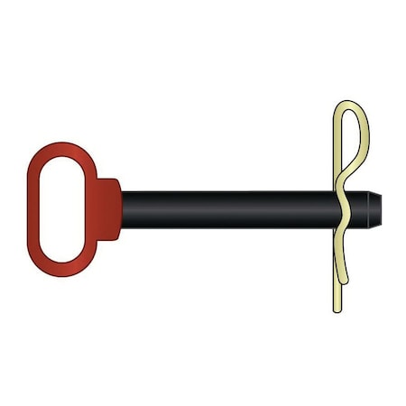 Huyett Hitch Pin, RH (Red), Black Powder Coat Med Carbon Steel, .75 Dia x 6.5 Eff L x 7.125 Shk L HPR-0750-6500