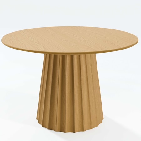 Homeroots 46" Brown Solid Wood Pedestal Base Round Top Dining Table 721019