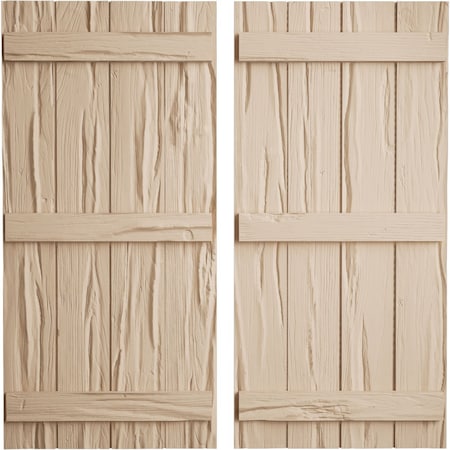 Ekena Millwork Rustic Four Board Joined Board-n-Batten Riverwood Faux Wood Shutters, 22"W x 60"H SHUBJS22X60RWPR