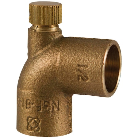 Nibco 1/2'' CxC 90 Deg. Copper Drain Elbow w/Cap, 1/4 Bend BF0050LC