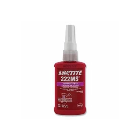Loctite 222MS, Threadlocker, Low Strength/Small Screw, 10 mL, 1/4 in dia or Smaller, Purple 442-135333