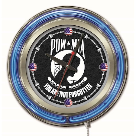 Holland Bar Stool Co POW/MIA Double Neon Ring, 15" dia. Logo Clock Clk15POWMIA