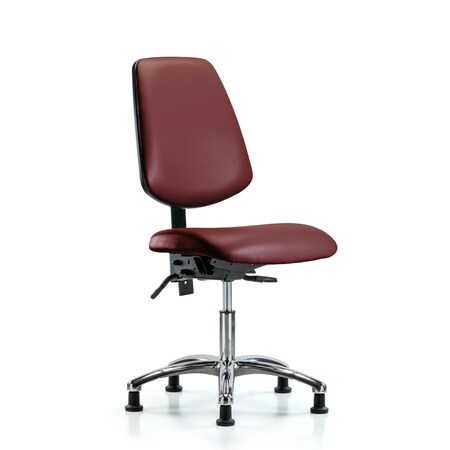 Blue Ridge Ergonomics Vinyl Chair Chrome, Desk, Med Back, Tilt, Glides, Borscht BR-VDHCH-MB-CR-T1-A0-RG-8815