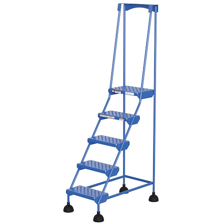 Vestil 82.4375 H Steel Commercial Spring Loaded Rolling Ladder, 5 Steps LAD-5-B-P