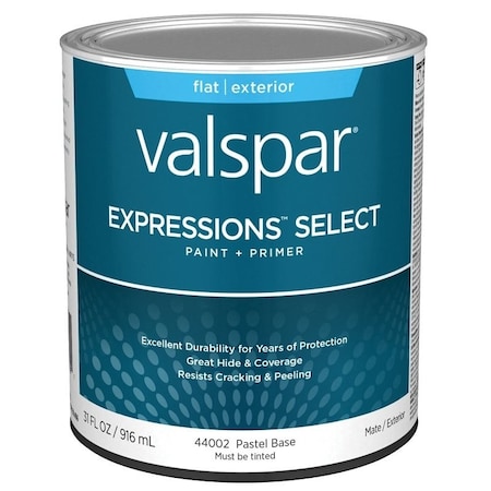 Valspar Expressions Select 4400 Latex Paint, Acrylic Base, Flat Sheen, Pastel Base, 1 qt 028.0044002.005
