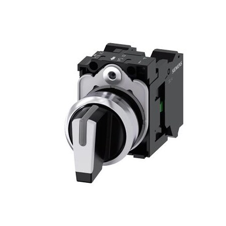 Siemens Selector switch, illuminable, 22 mm, round, metal, shiny, white 3SU1150-2BL60-3NA0