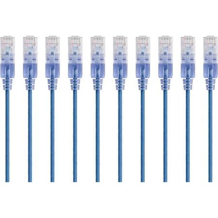Monoprice Slim Cat6A Cable, PK10, 7 ft.Blue 15162