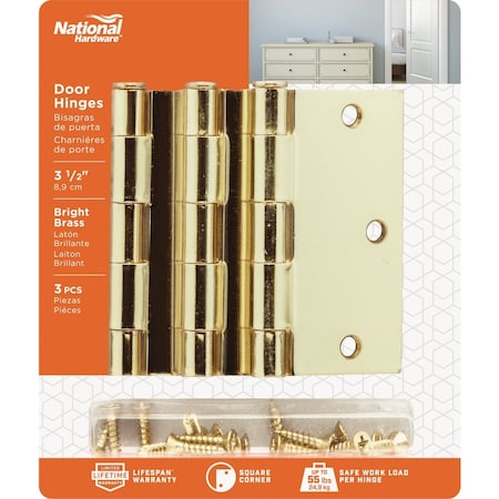 National Hardware 3-1/2'' Square Satin Brass Door Hinge N830-230