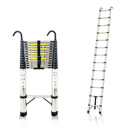 Wrightmaster 16.6 ft. Portable Steel Extension Ladder with Non-Marring Feet and Hooks, 330 lbs. Load Capacity ZROSST-510