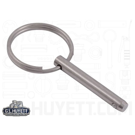 Huyett Detent Pin, 300 Stainless Steel, 0.188 in Dia x 1.000 in Effective Length x 0.194 in Hole Dia DTPS-0187-1000