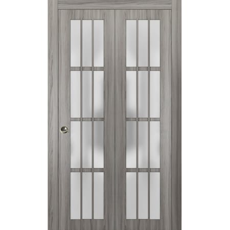 Sartodoors Sliding Closet Bi-fold Doors, Felicia 3312 Ginger Ash with Frosted Glass, Sturdy Tracks Moldings T FELICIA3312BF-GA-60 x 84 (2* 30x84)