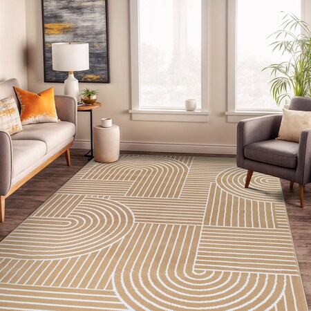 World Rug Gallery Contemporary Stripe Arch Design Area Rug 5 ft x 7 ft Brown 3017BROWN5X7