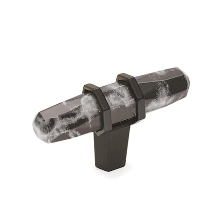 Amerock Carrione 2-1/2 in 64 mm Length Marble Black/Black Bronze Cabinet Knob BP36647MBKBBR