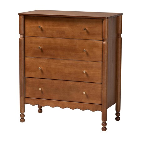 Baxton Studio Hoffman Chest with Scalloped Apron and Turned Legs, Walnut Brown 272-14822-ZORO