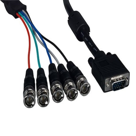 Sanoxy 6ft VGA HD15 Male to 5-BNC RGBHV Male Monitor Cable with Ferrites, Black SNX-CBL-LDR-MO107-1106