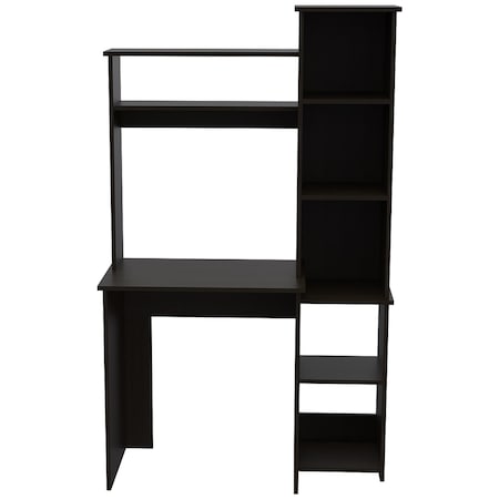 Homeroots 40" Black Wood Writing Desk and Bookshelf Set 535148