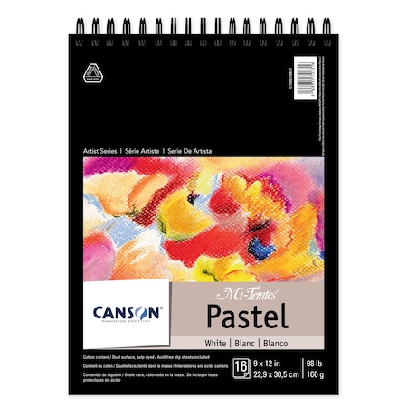 Canson Artist Series Mi-Teintes Pastel Pad, 16 Sheet, White, Top Wire Binding C100510867