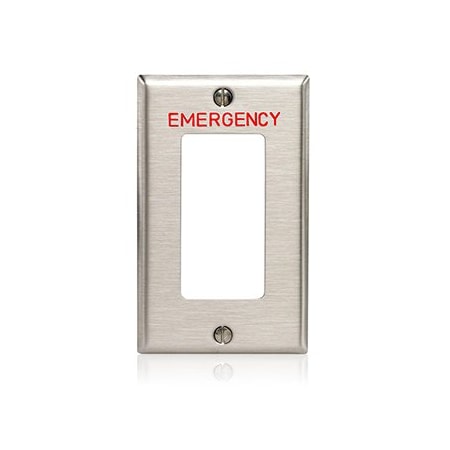 Leviton Receptacle Wallplate, Gang 1, Brushed Stainless Steel 84401-E40