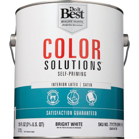 Do It Best Color Solutions Latex Self-Priming Satin Interior Wall Paint Bright Wht 1 Gal. CS42W0726-16