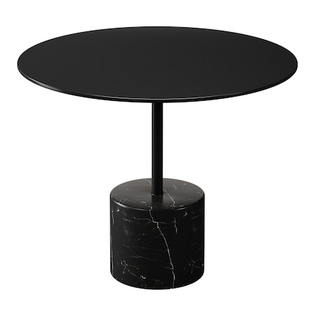 Homeroots 17" Black Steel And Stone Round Coffee Table 520855