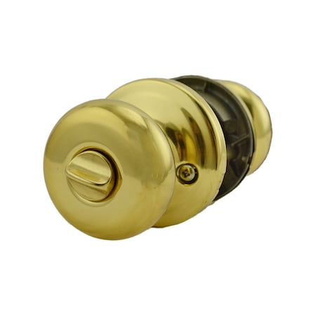 Kwikset Hancock Knob Entry Door Lock with New Chassis with 6AL Latch and RCS Strike Bright Brass Finish 740H-3