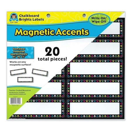 Teacher Created Resources Chalkboard Brights Labels Magnetic Accents, 20PK TCR77299