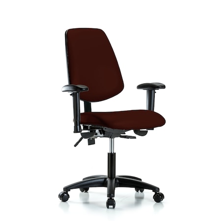 Blue Ridge Ergonomics Desk Chair Adjustable Arms, 18" to 23" Height, Vinyl, Burgundy BR-VDHCH-MB-RG-T1-A1-RC-8569