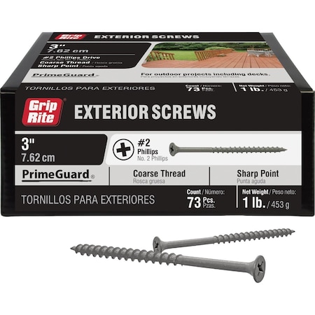 Grip-Rite PrimeGuard No.10x3'' Exterior Screw, 1 Lb. PTN3S1