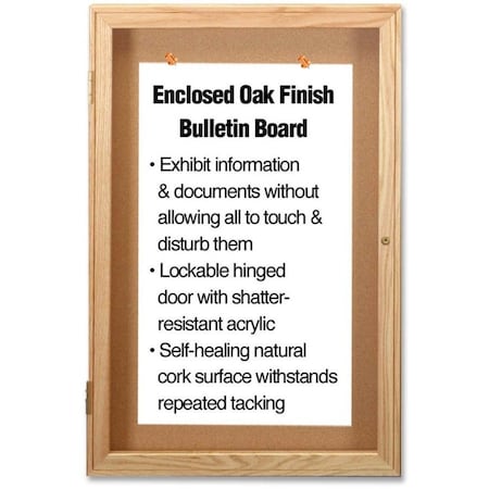 Ghent Enclosed Cork Bulletin Board 36x24", 1 Door PW13624K