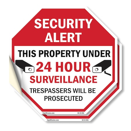 Signmission Security Alert This Property Under, 4 inch X 4 inch, Vinyl Decal, 2PK OC-D-2PACK-4-1