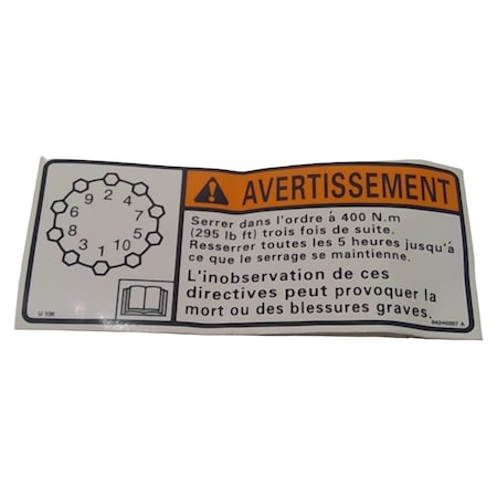Cnh DECAL WARNING, CNH OEM 84240287 84240287