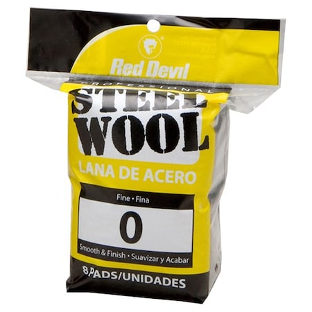 Red Devil #0 Red Devil 323 Steel Wool Pro Steel Wool Pad Fine, 8-Pack 322
