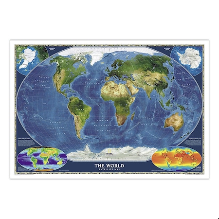 National Geographic World Satellite Map, Laminated, 43.5'' x 30.5'' RE00622011