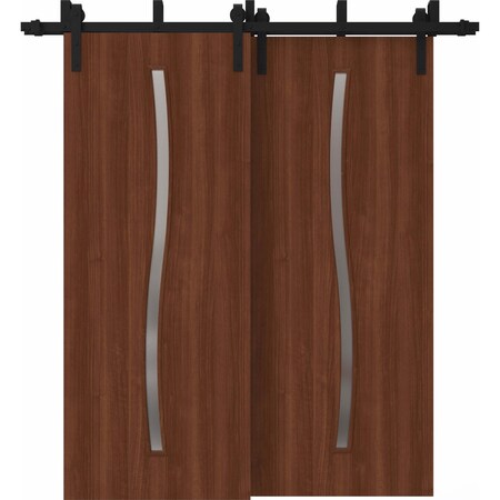 Sartodoors Sliding Closet Barn Bypass Doors 48 x 96 inches, BASIC 3002 Walnut Franko, Modern 6.6ft Rails Hard BASIC3002BBB-GOFR-4896