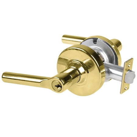 Schlage Grade 2 Storeroom Cylindrical Lock with Field Selectable Vandlgard, Broadway Lever, Bright Brass ALX80P BRW 605