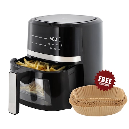 Megachef 4 Quart Digital LED Display Electric Air Fryer with Transparent Window in Black 750123656M