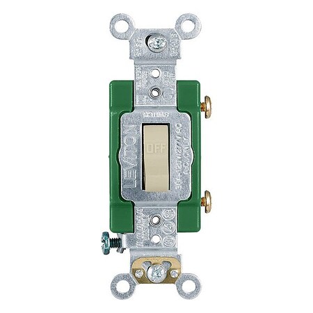 Leviton Wall Switch, 2 hp, Toggle, 30 A, Ivory 3031-2I