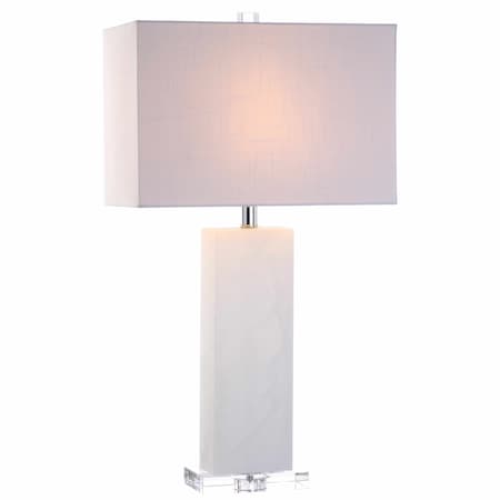 Jonathan Y Tiggie 27" Contemporary Modern Alabaster Rectangular LED Table Lamp, White Alabaster/Clear JYL2009A